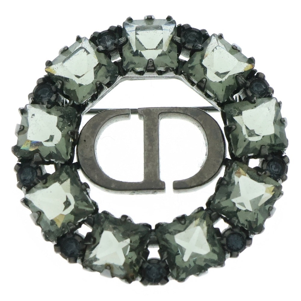 Christian Dior(クリスチャンディオール) CDロゴ ラインストーンブローチ シルバー