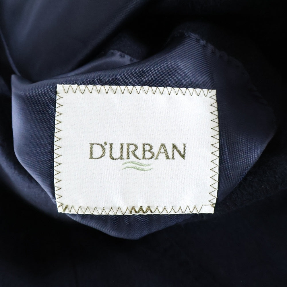DURBAN(ダーバン) カシミヤ ウール メルトン ステンカラー ロング コート ネイビー