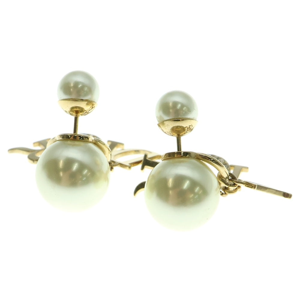 Christian Dior(クリスチャンディオール) トライバル ロゴ ラインストーン フェイクパール ピアス GP ゴールド E1411TRICY アクセサリー