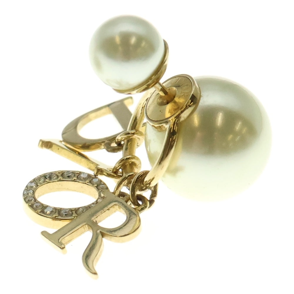Christian Dior(クリスチャンディオール) トライバル ロゴ ラインストーン フェイクパール ピアス GP ゴールド E1411TRICY アクセサリー