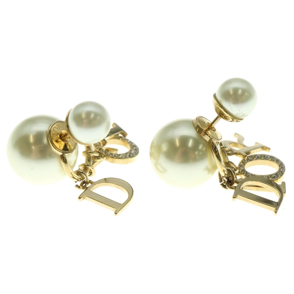 Christian Dior(クリスチャンディオール) トライバル ロゴ ラインストーン フェイクパール ピアス GP ゴールド E1411TRICY アクセサリー
