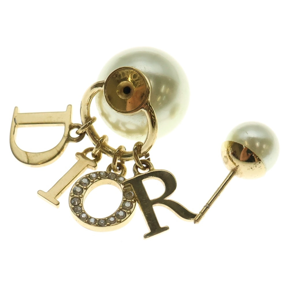 Christian Dior(クリスチャンディオール) トライバル ロゴ ラインストーン フェイクパール ピアス GP ゴールド E1411TRICY アクセサリー