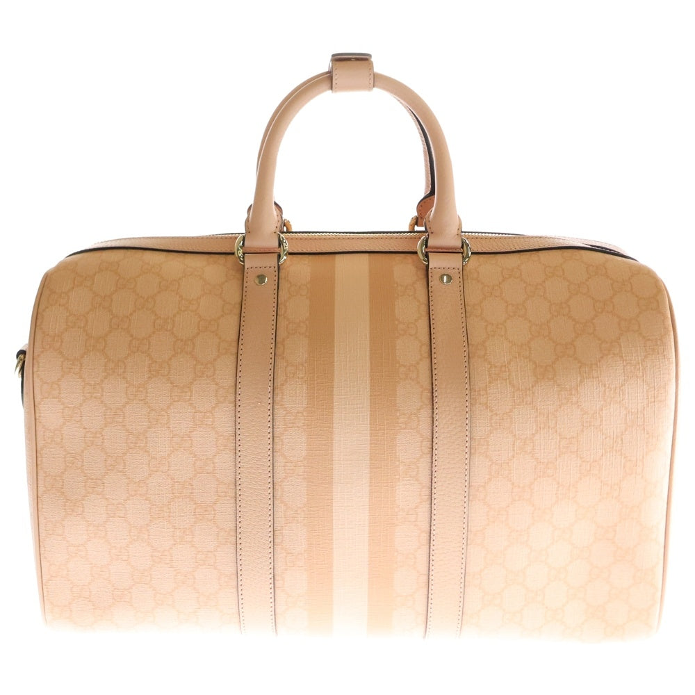 GUCCI(グッチ) オフィディア GGスプリーム ミディアム PVC レザー 2WAY ハンド ショルダー ダッフル ボストンバッグ ゴールド金具 ピンク 811486