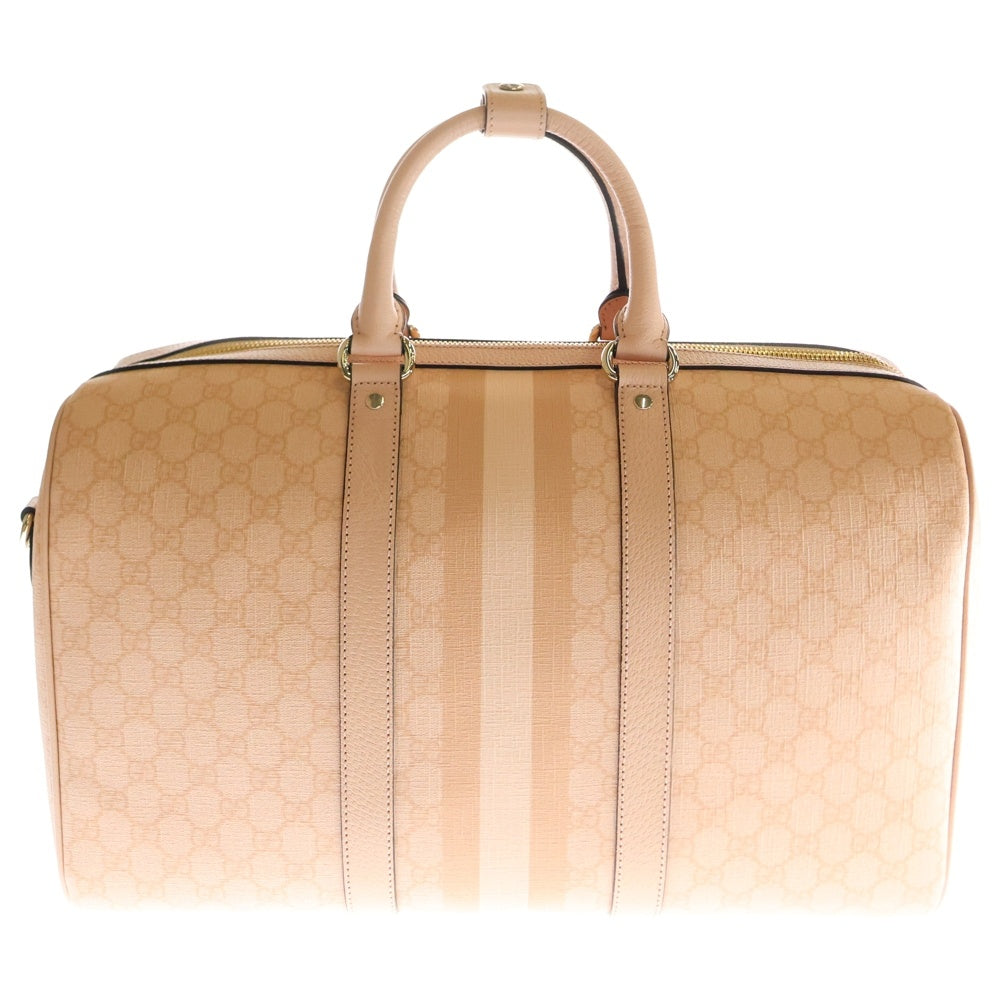 GUCCI(グッチ) オフィディア GGスプリーム ミディアム PVC レザー 2WAY ハンド ショルダー ダッフル ボストンバッグ ゴールド金具 ピンク 811486