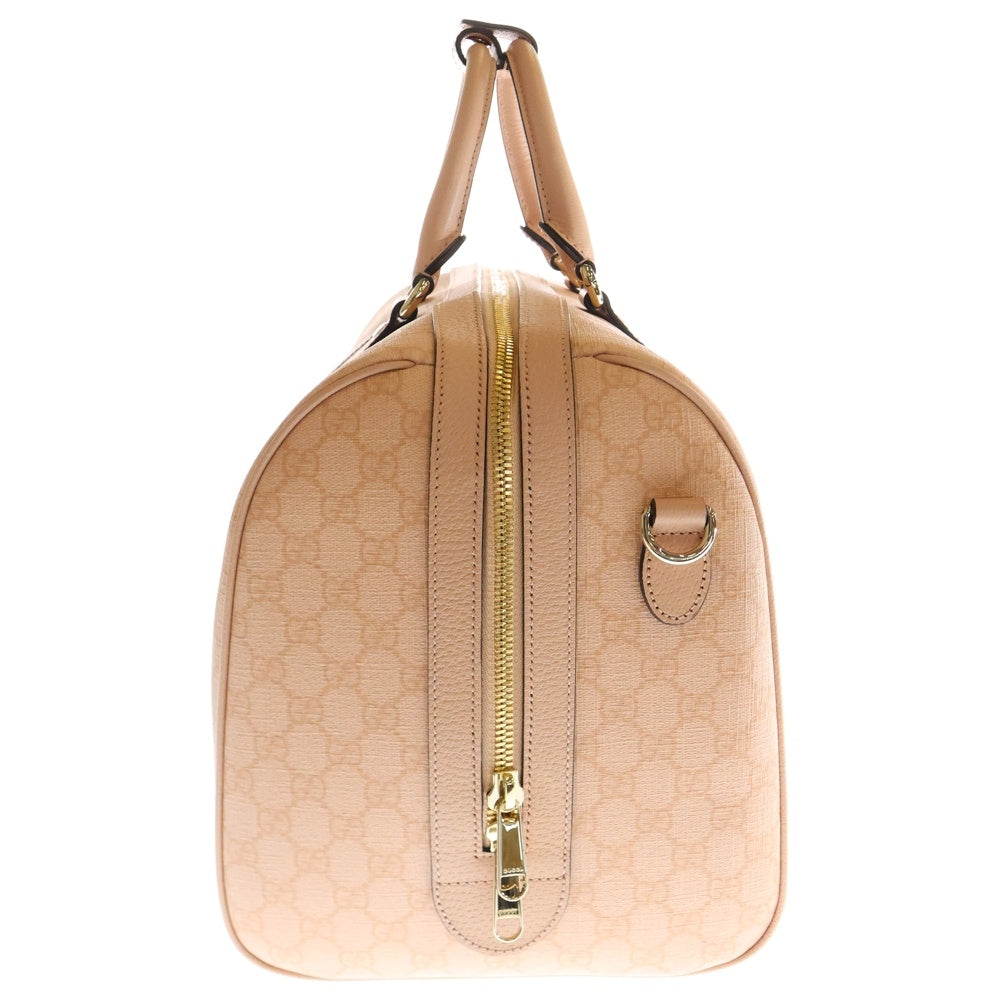 GUCCI(グッチ) オフィディア GGスプリーム ミディアム PVC レザー 2WAY ハンド ショルダー ダッフル ボストンバッグ ゴールド金具 ピンク 811486