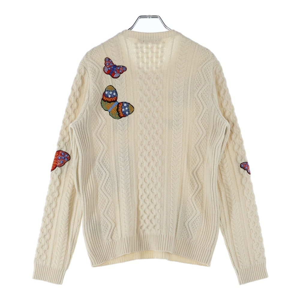 VALENTINO(ヴァレンティノ) バタフライワッペン アルパカ ヤク クルーネック ロングスリーブ 長袖ニット セーター アイボリー