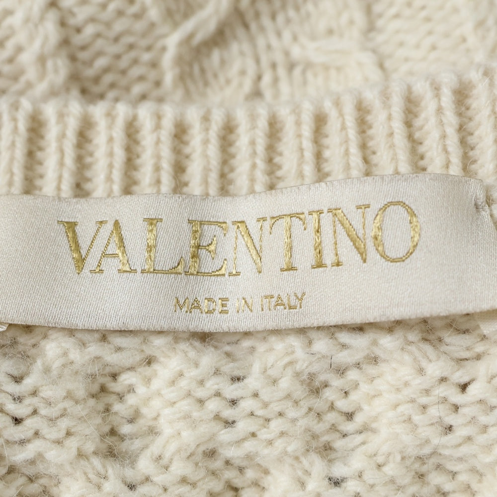 VALENTINO(ヴァレンティノ) バタフライワッペン アルパカ ヤク クルーネック ロングスリーブ 長袖ニット セーター アイボリー