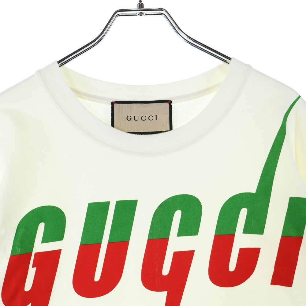 GUCCI(グッチ) 19SS Blade Print Tee XJAZY ブレードロゴ半袖Tシャツ カットソー ホワイト/グリーン/レッド 565806