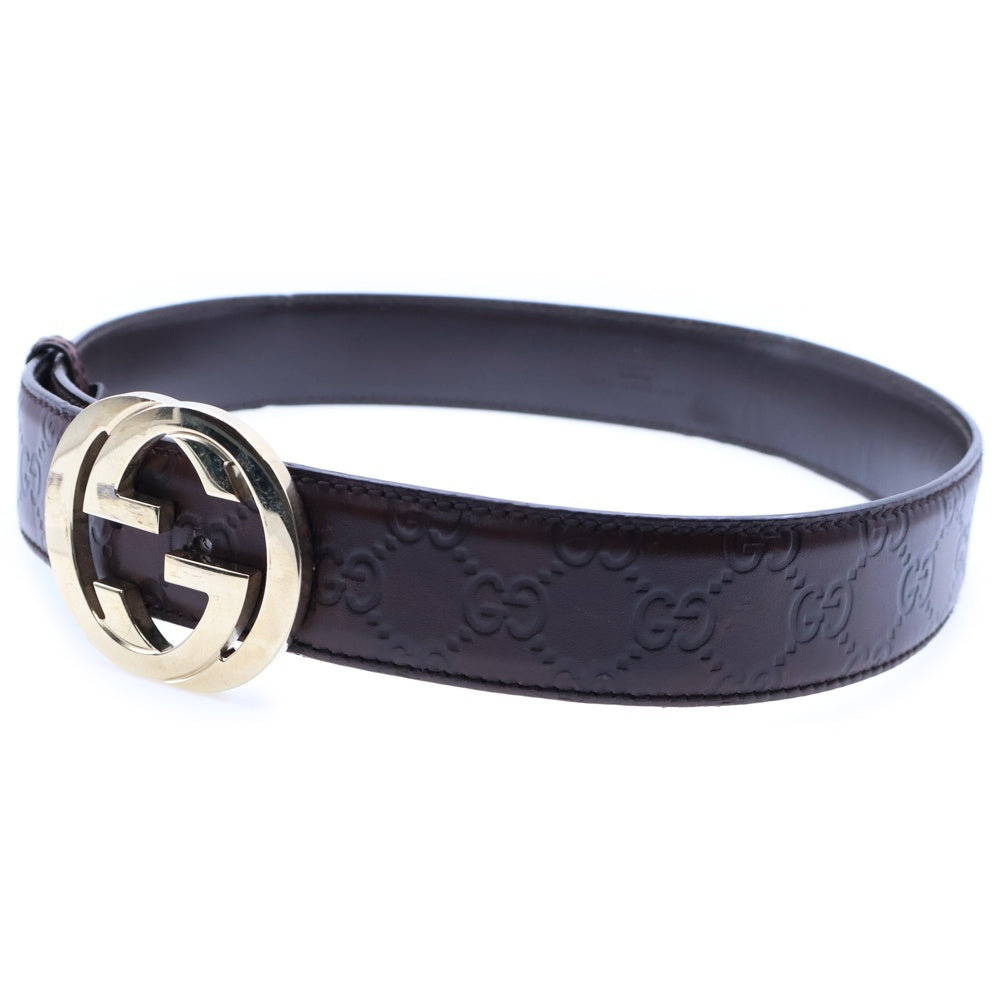 GUCCI(グッチ) グッチシマ レザーベルト ブラウン ゴールド金具 114876