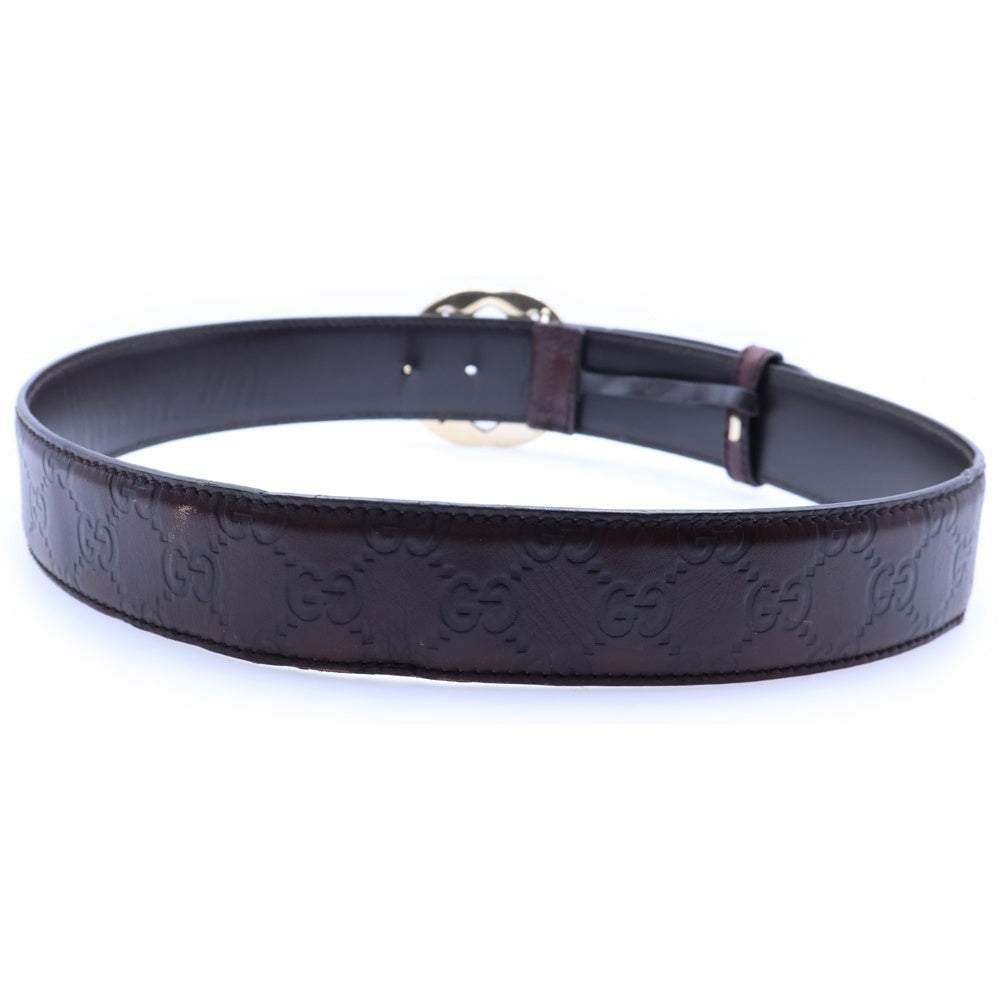 GUCCI(グッチ) グッチシマ レザーベルト ブラウン ゴールド金具 114876