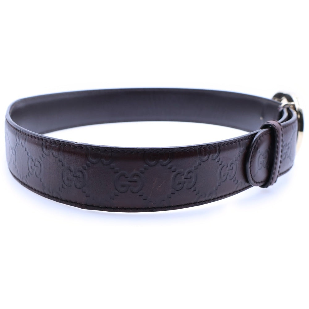 GUCCI(グッチ) グッチシマ レザーベルト ブラウン ゴールド金具 114876