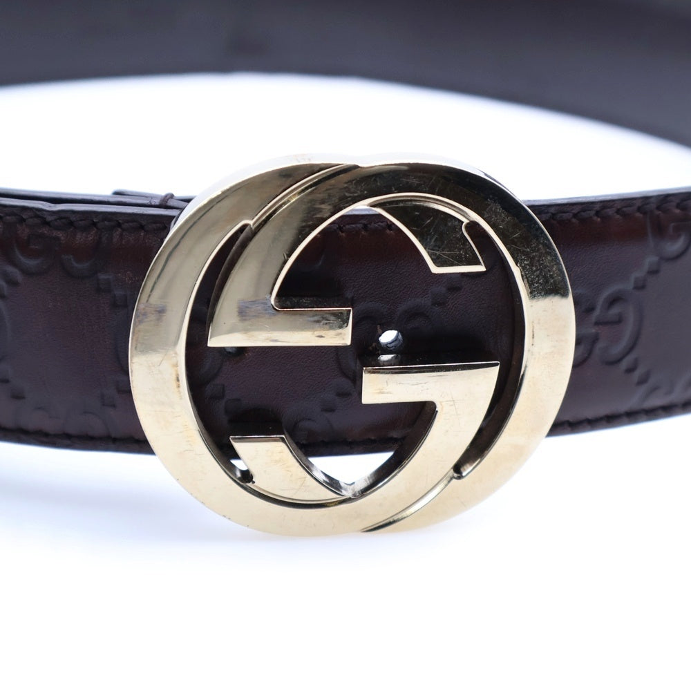 GUCCI(グッチ) グッチシマ レザーベルト ブラウン ゴールド金具 114876