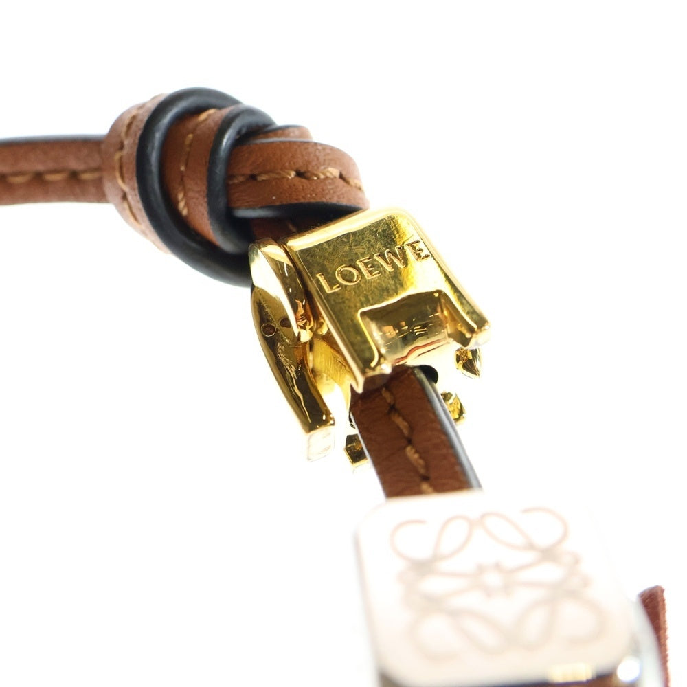LOEWE(ロエベ) アナグラム フリンジ キーホルダー バッグチャーム ピンク×ブラウン ゴールド金具