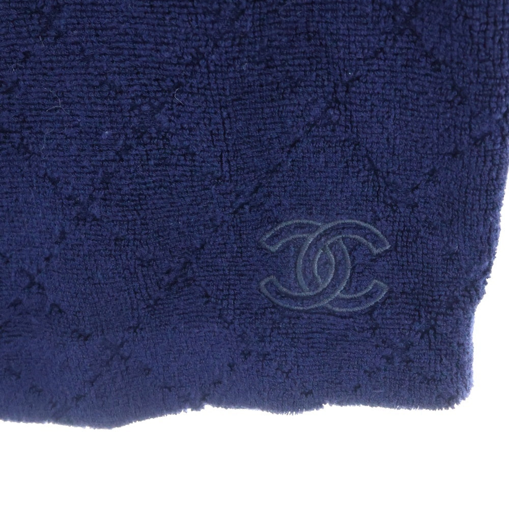 CHANEL(シャネル) ココマーク刺繍 パイル生地 Vネックフリンジ ノースリーブ ミニワンピース ネイビー レディース P51318K06563