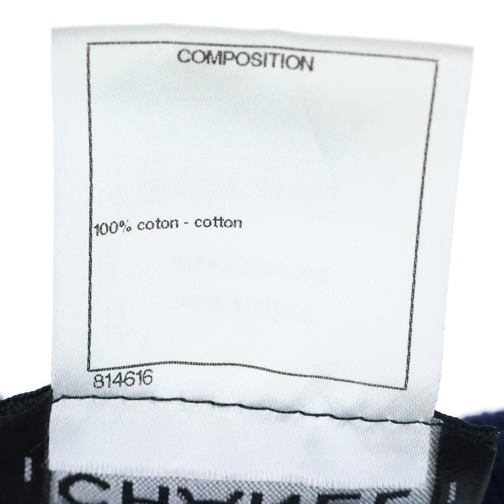 CHANEL(シャネル) ココマーク刺繍 パイル生地 Vネックフリンジ ノースリーブ ミニワンピース ネイビー レディース P51318K06563