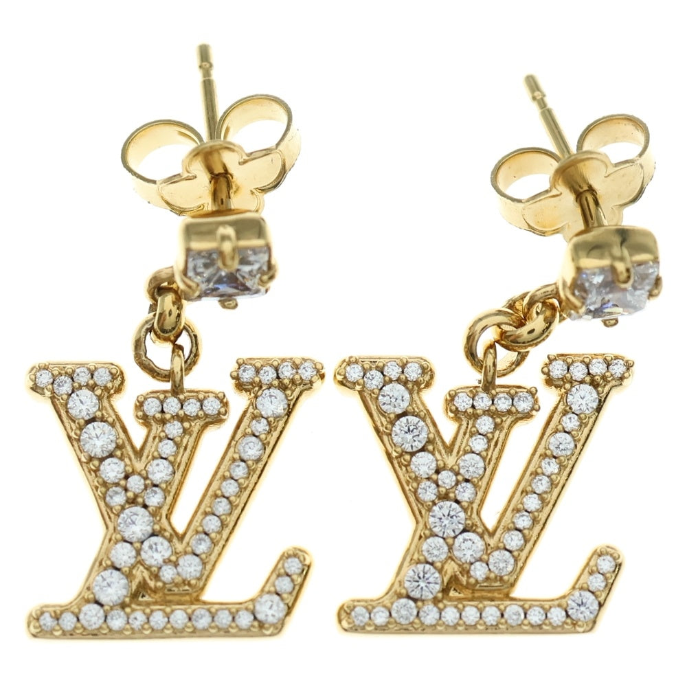 LOUIS VUITTON(ルイヴィトン) モノグラム ピアス レディLV イヤーアクセサリー ゴールド GP×ラインストーン