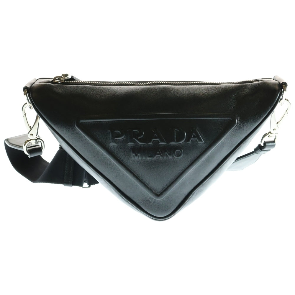 PRADA(プラダ) トライアングル ショルダーバッグ ミニバッグ ブラック シルバー金具 レザー 1BH190
