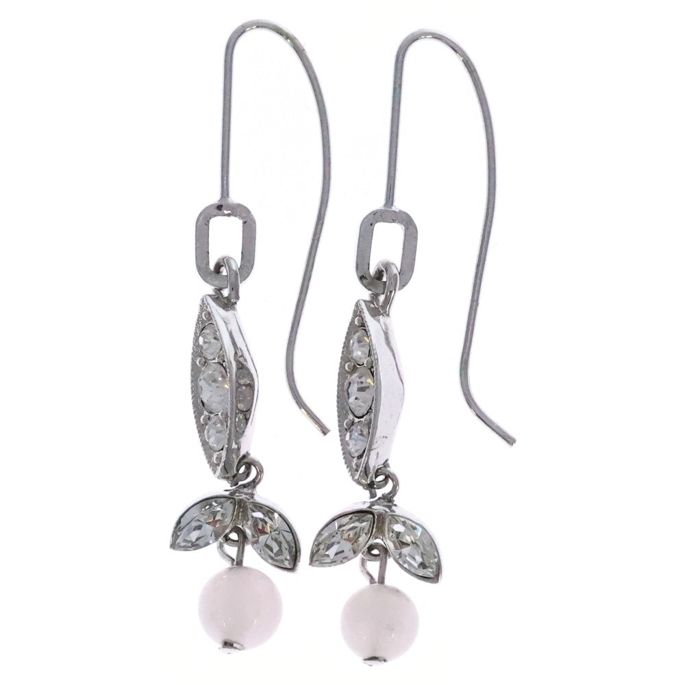 Christian Dior(クリスチャンディオール) ラインストーン ピアス フックピアス イヤリング シルバー メタル