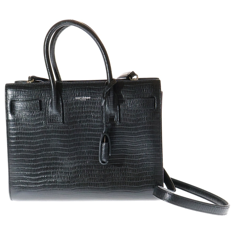 SAINT LAURENT PARIS(サンローランパリ) サックド ジュール ブラック カーフレザー ハンドバッグ 型押し 398710