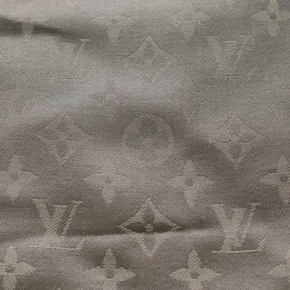 LOUIS VUITTON(ルイヴィトン) モノグラム シャイン 大判 スカーフ グレー シルク×ウール 410460