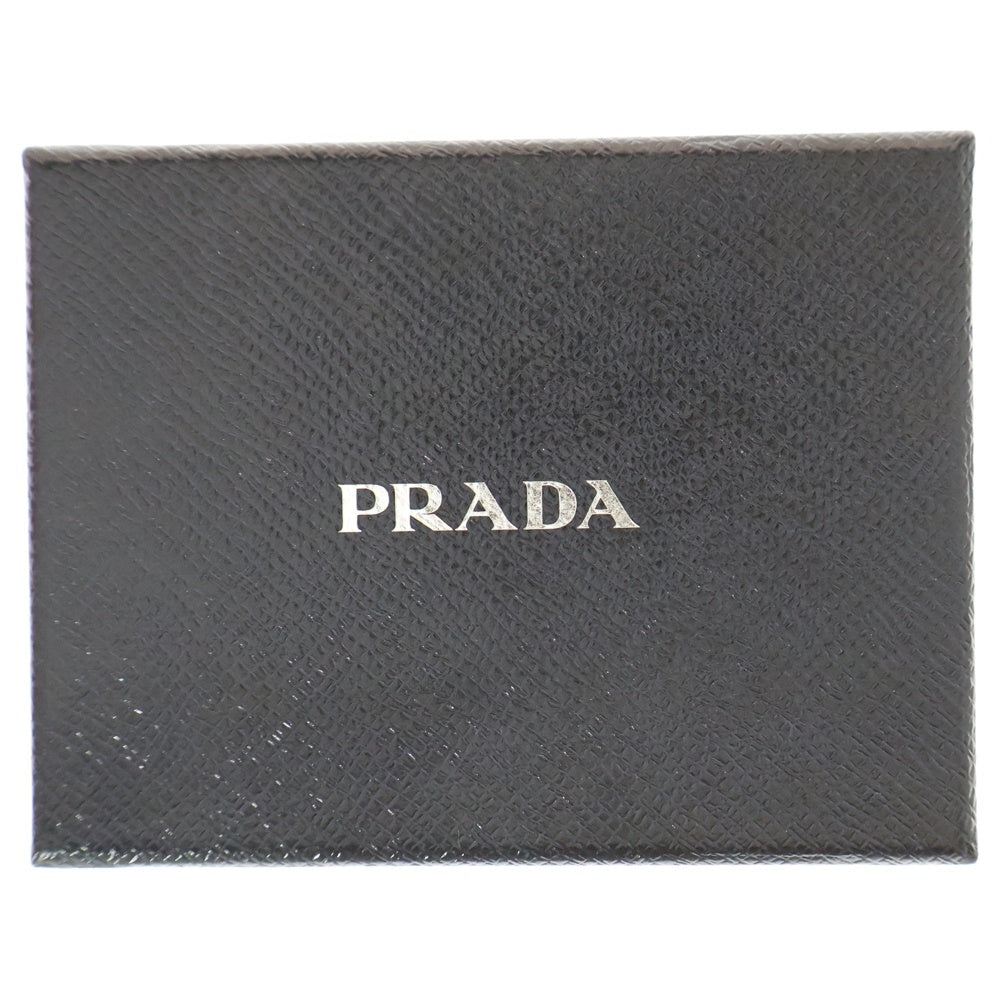 PRADA(プラダ) 2つ折り財布 コンパクトウォレット コインケース ブラック ゴールド金具 サフィアーノ 1ML036