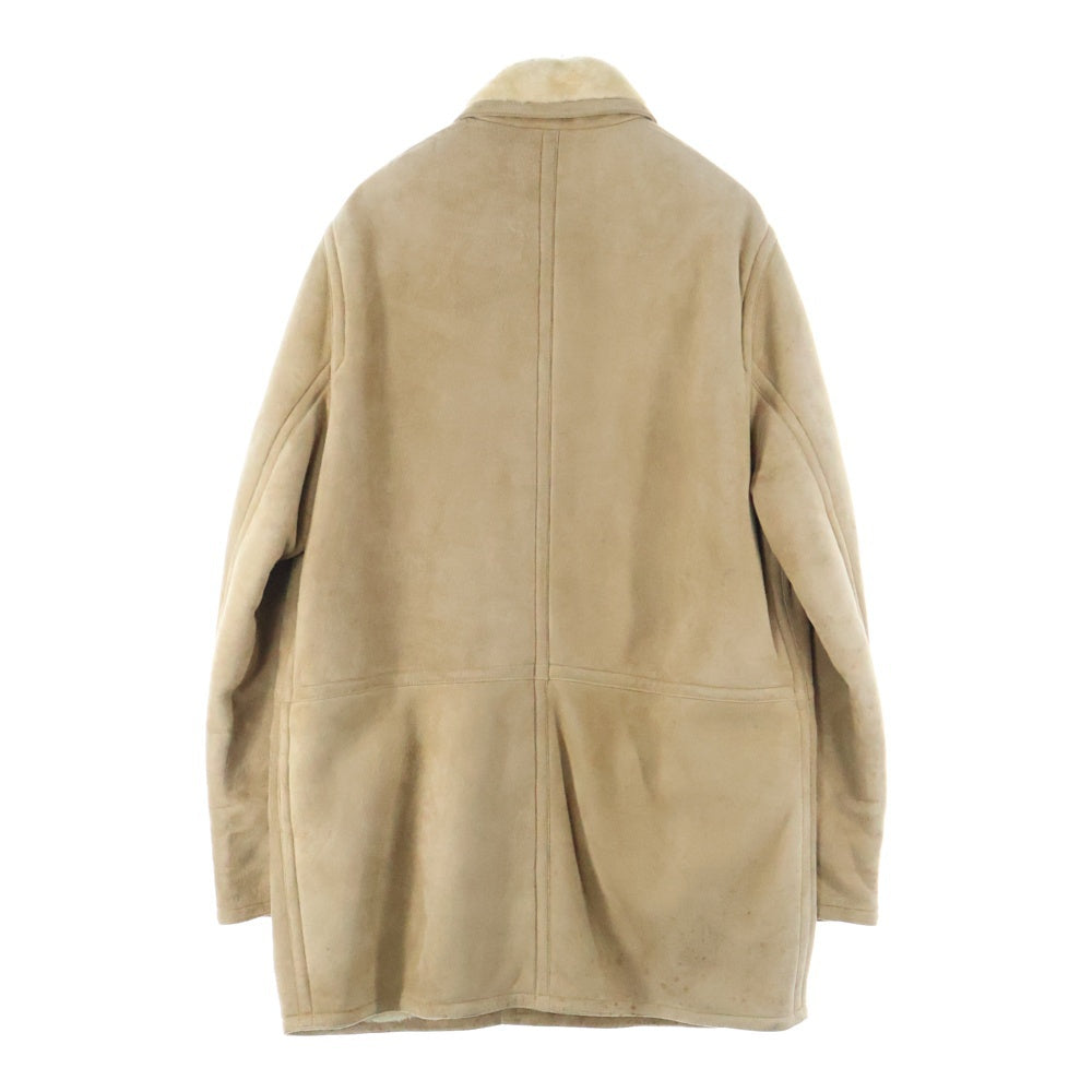 LOEWE(ロエベ) ラムレザー スエード ムートン ボアライニング ステンカラーコート ベージュ