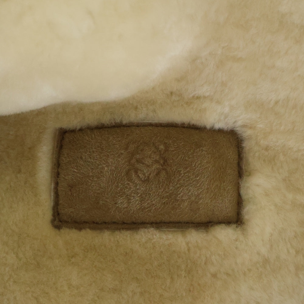 LOEWE(ロエベ) ラムレザー スエード ムートン ボアライニング ステンカラーコート ベージュ