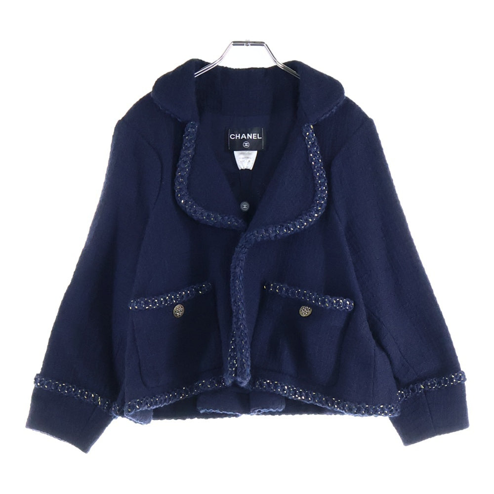 CHANEL(シャネル) ココマーク グリポワボタン ウールツイード テーラードジャケット ネイビー レディース P51894V38628