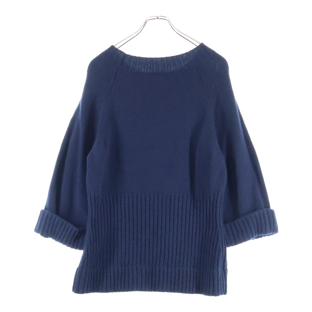 CHANEL(シャネル) ココマークロゴプレート カシミヤ 長袖 プルオーバーニット セーター ネイビー レディース P47258K05988