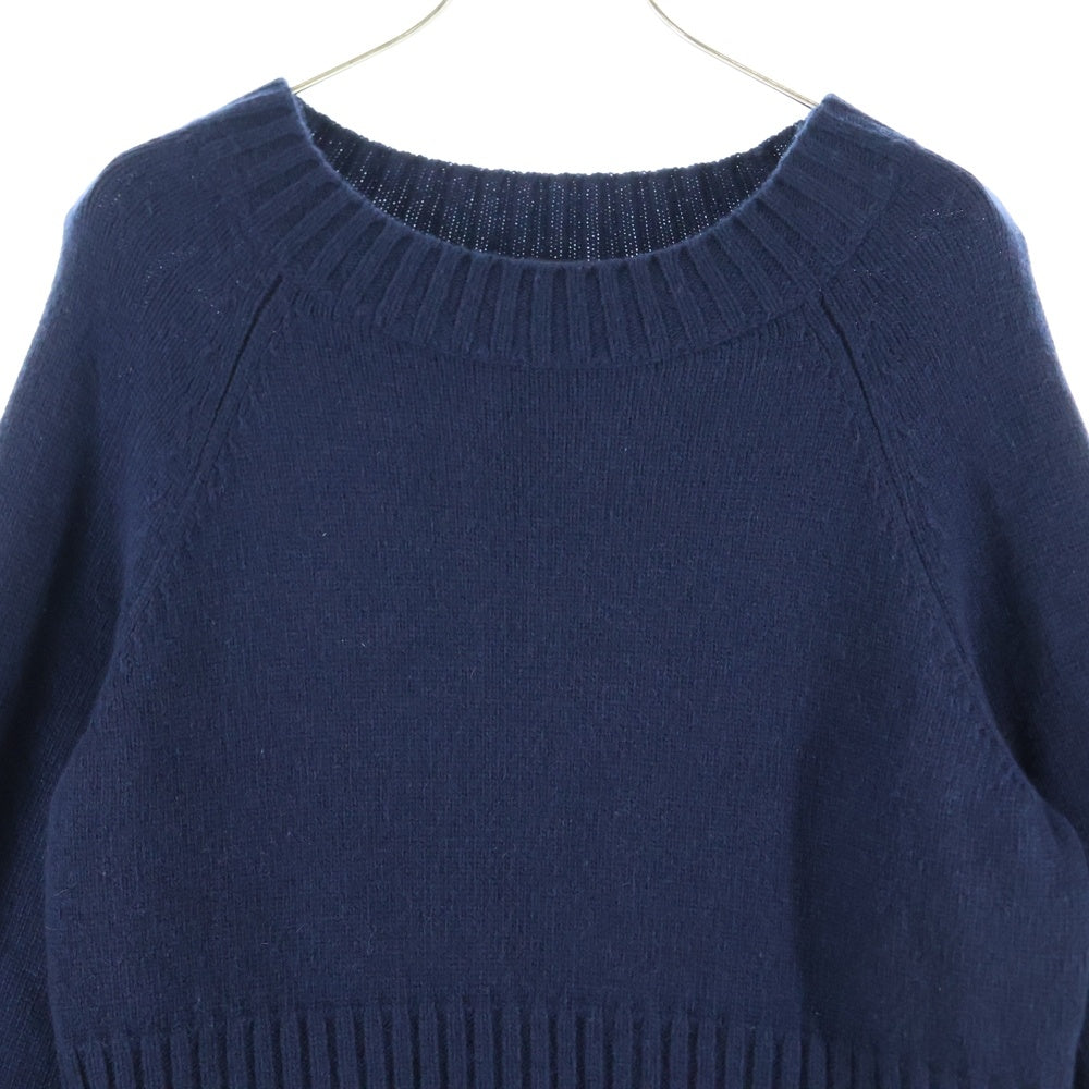 CHANEL(シャネル) ココマークロゴプレート カシミヤ 長袖 プルオーバーニット セーター ネイビー レディース P47258K05988