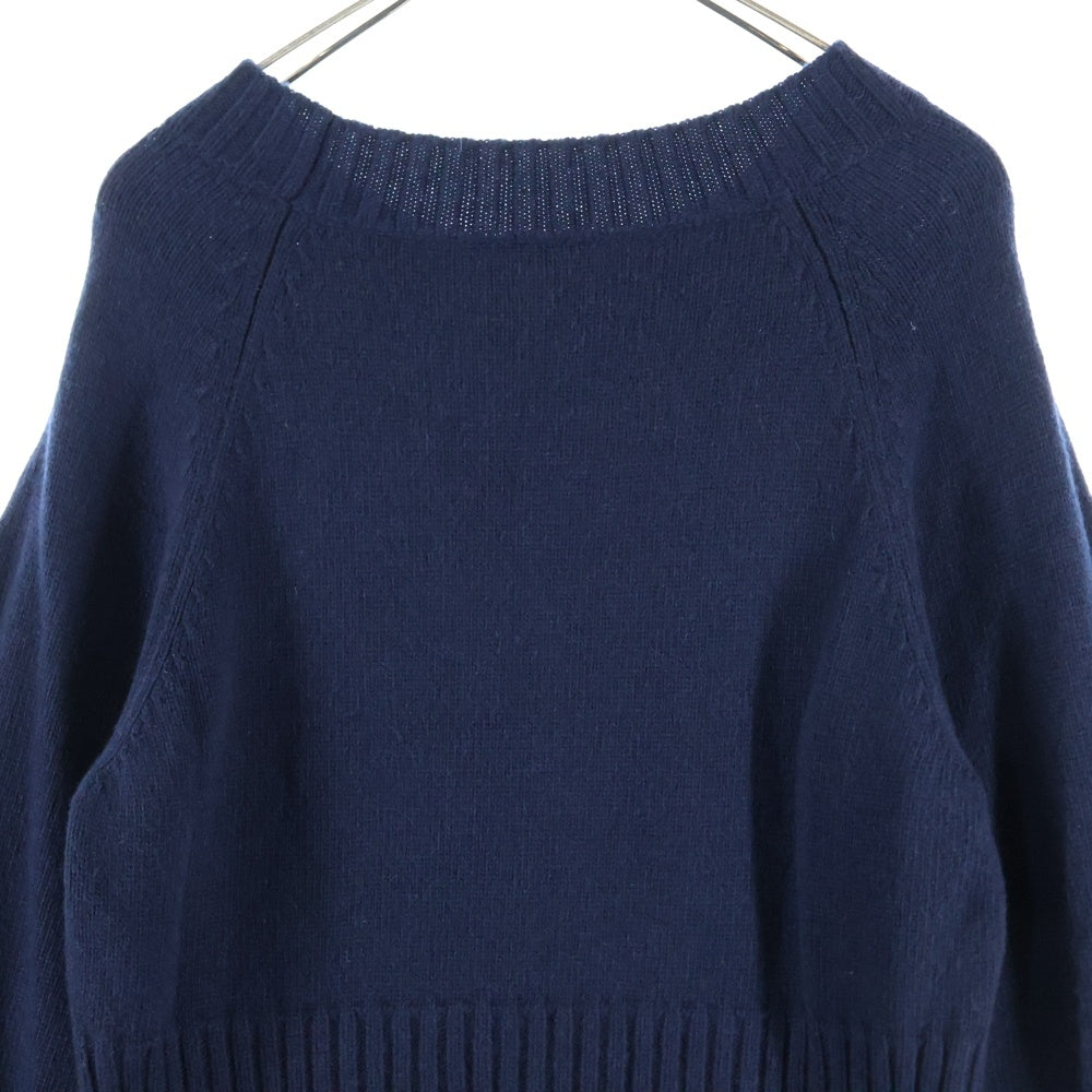 CHANEL(シャネル) ココマークロゴプレート カシミヤ 長袖 プルオーバーニット セーター ネイビー レディース P47258K05988