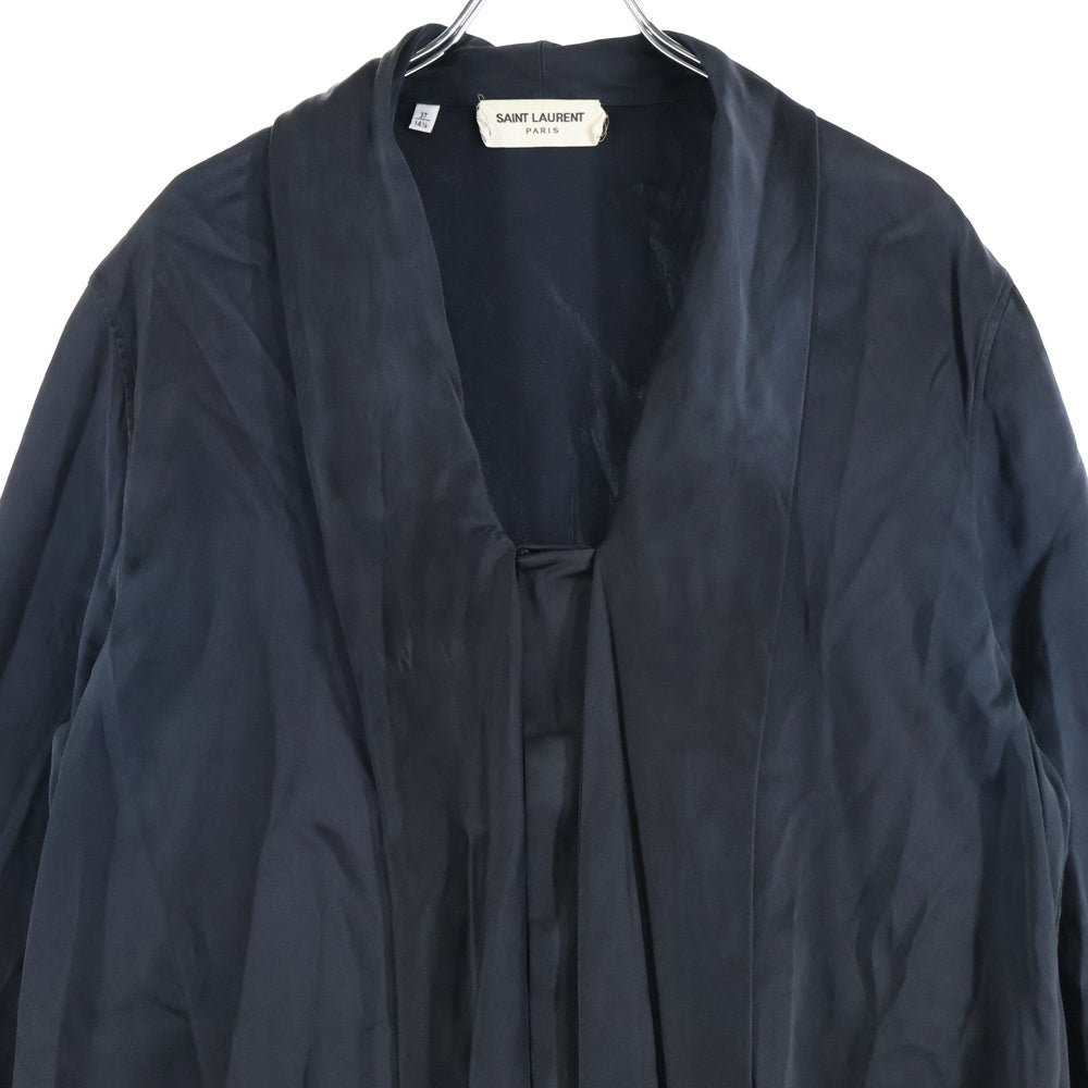 SAINT LAURENT PARIS(サンローランパリ) 23SS リボンカラー シルク ロングスリーブ 長袖シャツ ブラウス ブラック レディース 745542