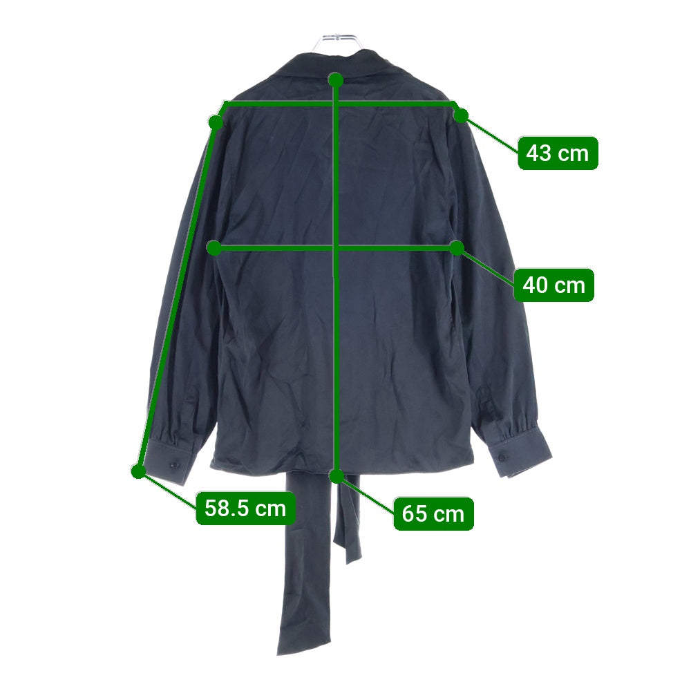 SAINT LAURENT PARIS(サンローランパリ) 23SS リボンカラー シルク ロングスリーブ 長袖シャツ ブラウス ブラック レディース 745542