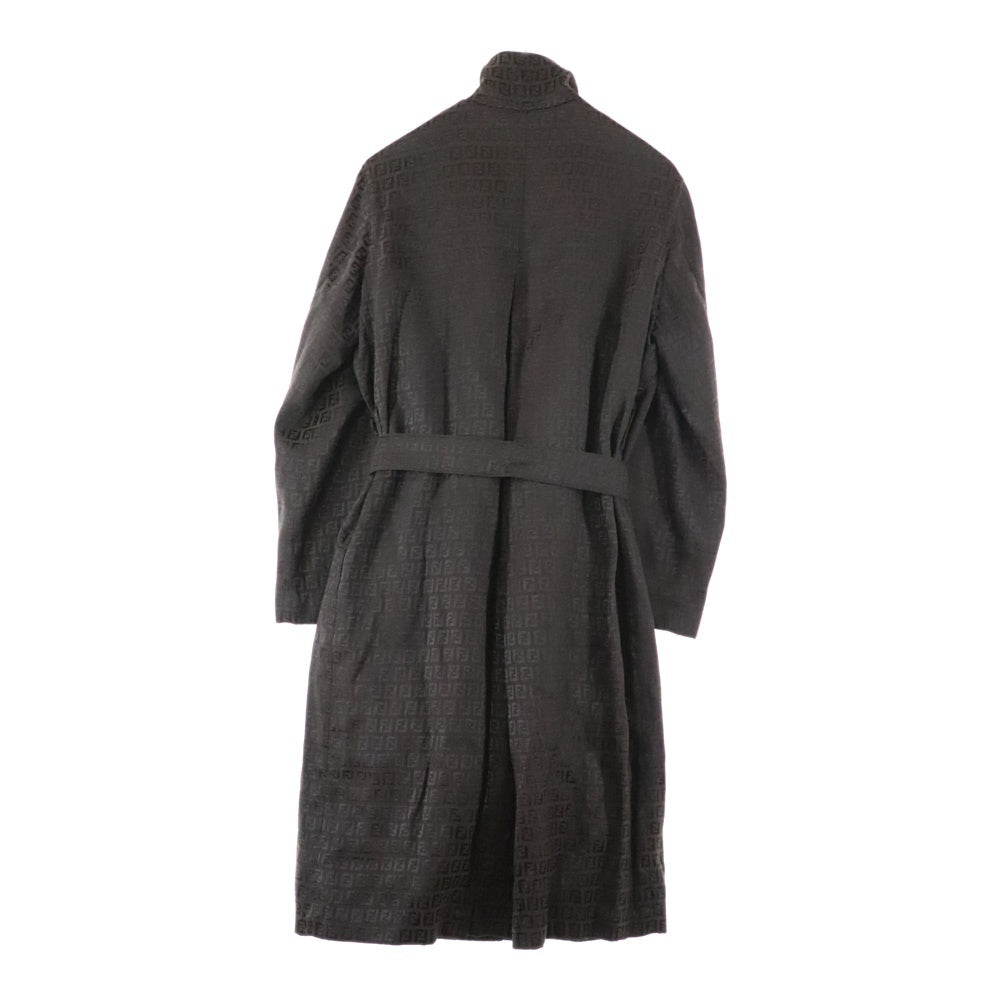 FENDI(フェンディ) ズッカ総柄 ジャガード スタンドカラー ロング コート ブラウン