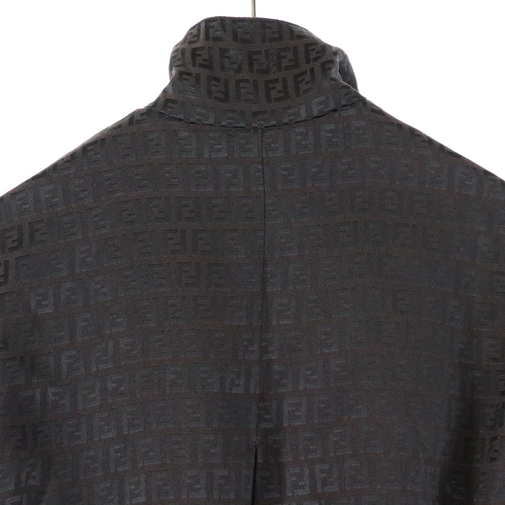 FENDI(フェンディ) ズッカ総柄 ジャガード スタンドカラー ロング コート ブラウン