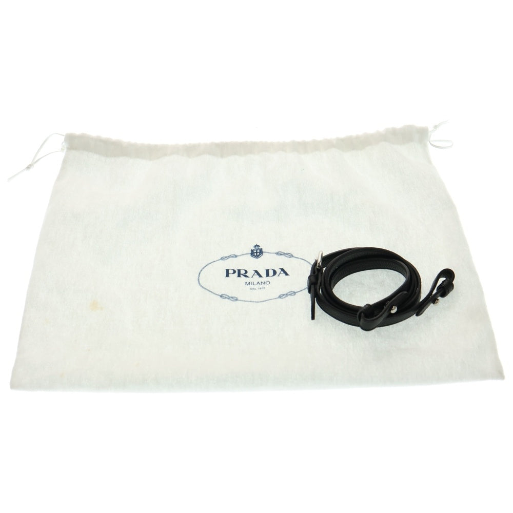 PRADA(プラダ) ヴィッテロダイノ ショルダーバック ポーチ ブラック シルバー金具 レザー 1BH082