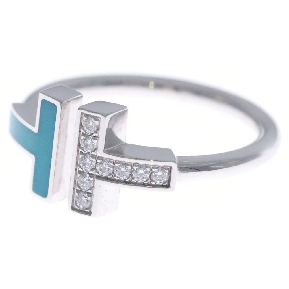 TIFFANY & Co.(ティファニー) Tワイヤー リング ターコイズ ダイヤモンド 指輪 Au750 K18 WG ホワイトゴールド