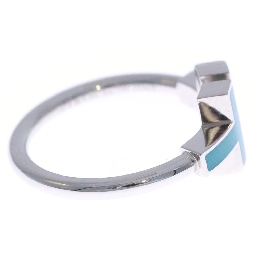 TIFFANY & Co.(ティファニー) Tワイヤー リング ターコイズ ダイヤモンド 指輪 Au750 K18 WG ホワイトゴールド