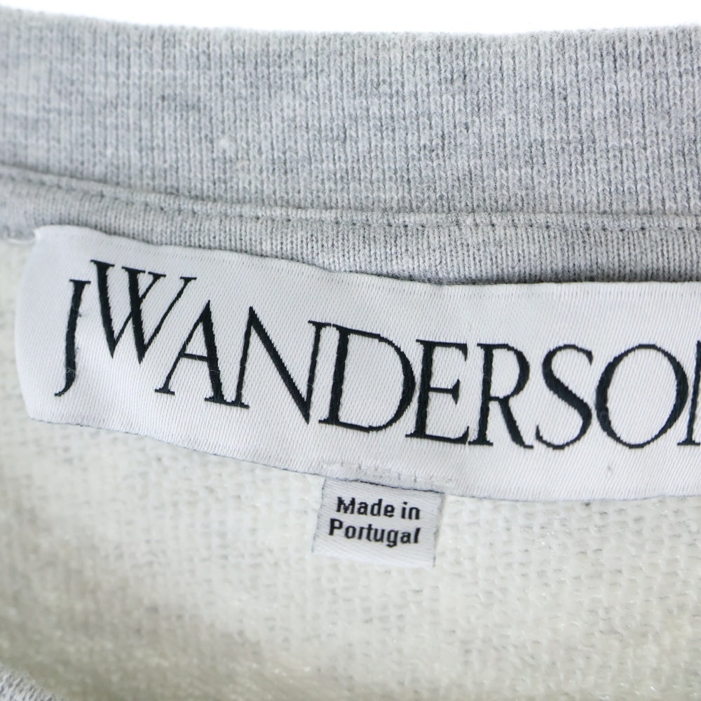 J.W.ANDERSON(ジェー ダブリュー アンダーソン) トロンプルイユ プリント ロゴ刺繍 クルーネック プルオーバースウェットトレーナー グレー/イエロー JW0170PG1216907