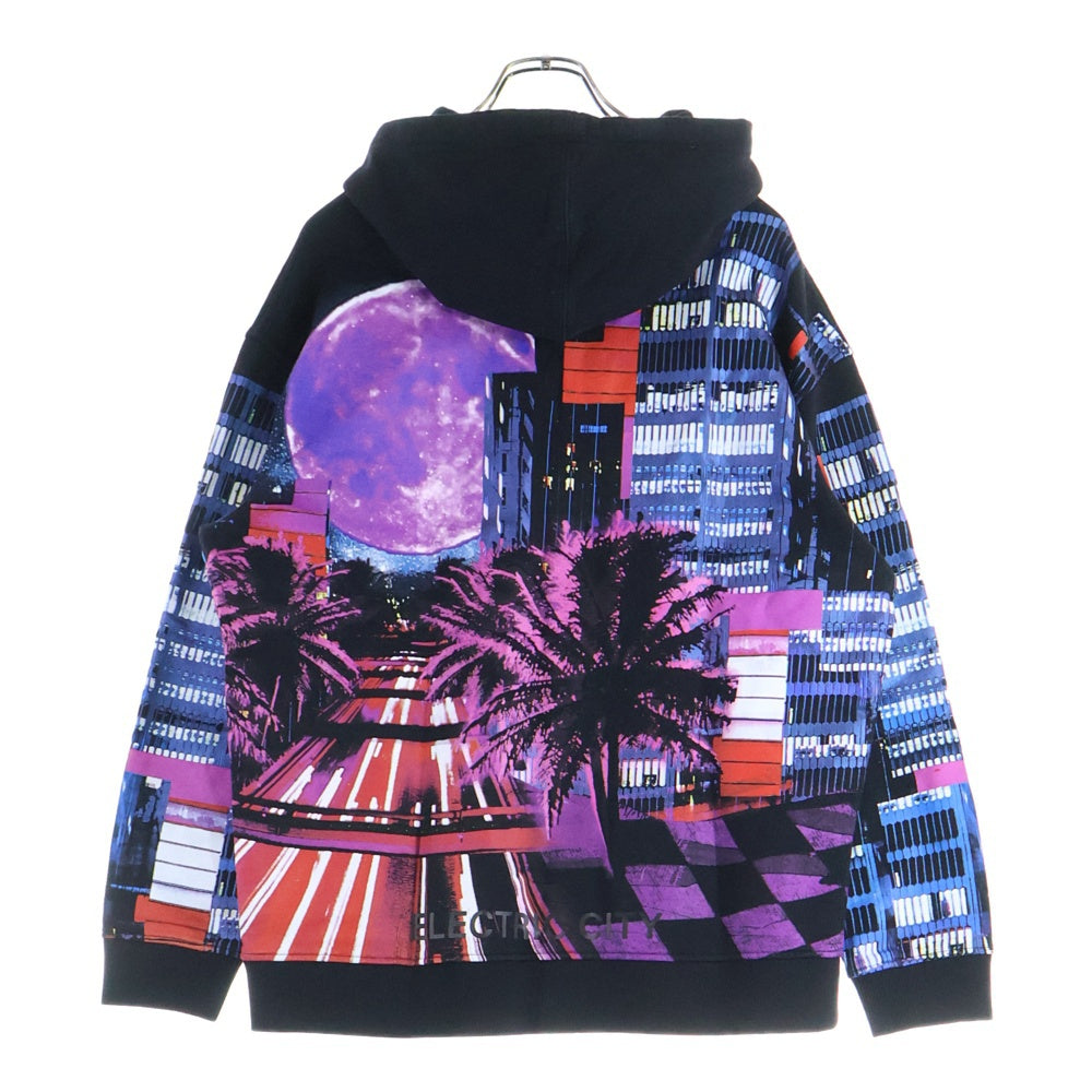 VALENTINO(ヴァレンティノ) Electric City Printed hoodie エレクトリック シティ ロゴプリント プルオーバー スウェットパーカー フーディー ブラック XV3MF18185D