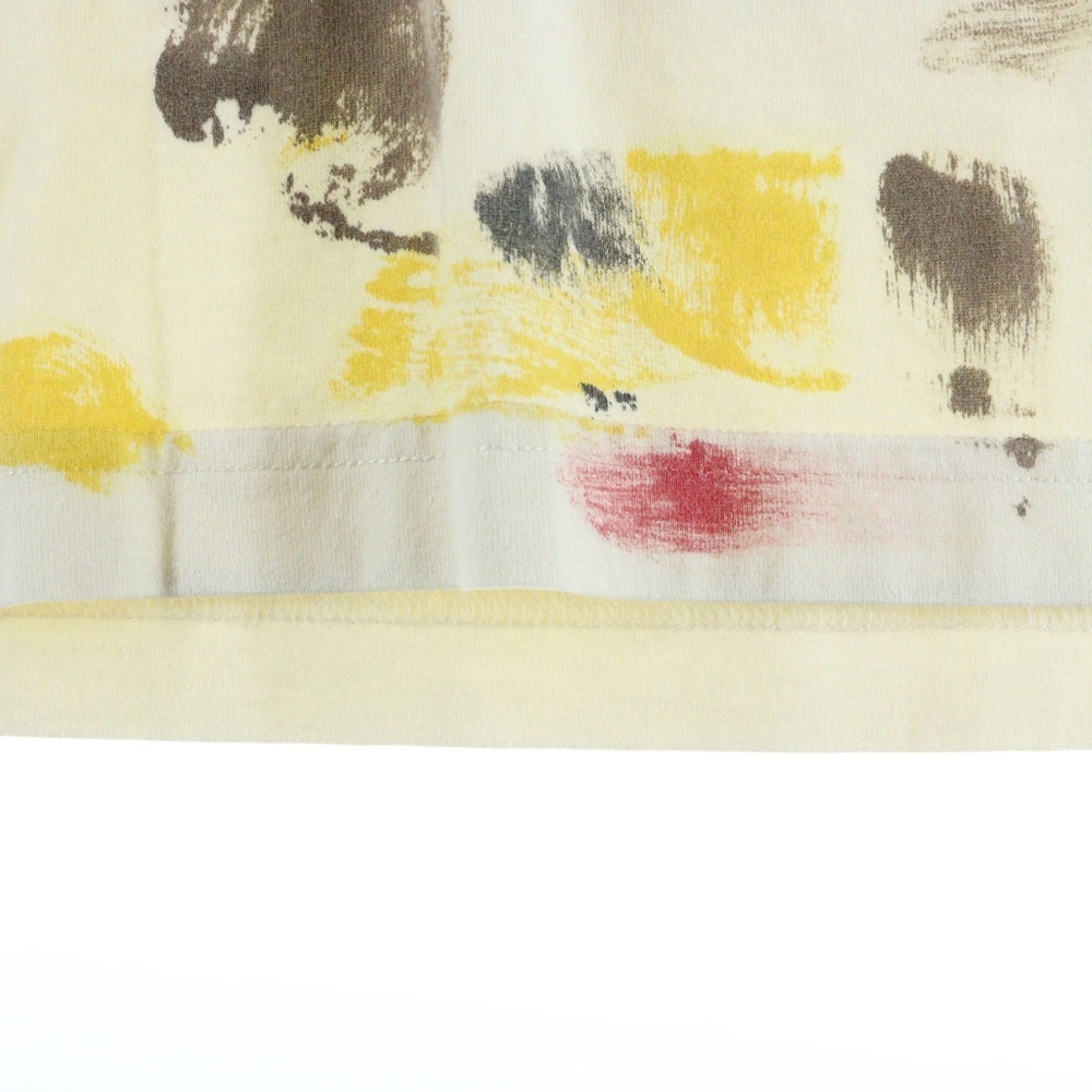 Palm Angels(パームエンジェルス) 22SS Paint Effect College Crewneck T-Shirt ペイント加工 カレッジロゴプリント クルーネック 半袖Tシャツ カットソー ベージュ PMAA072S22JER002