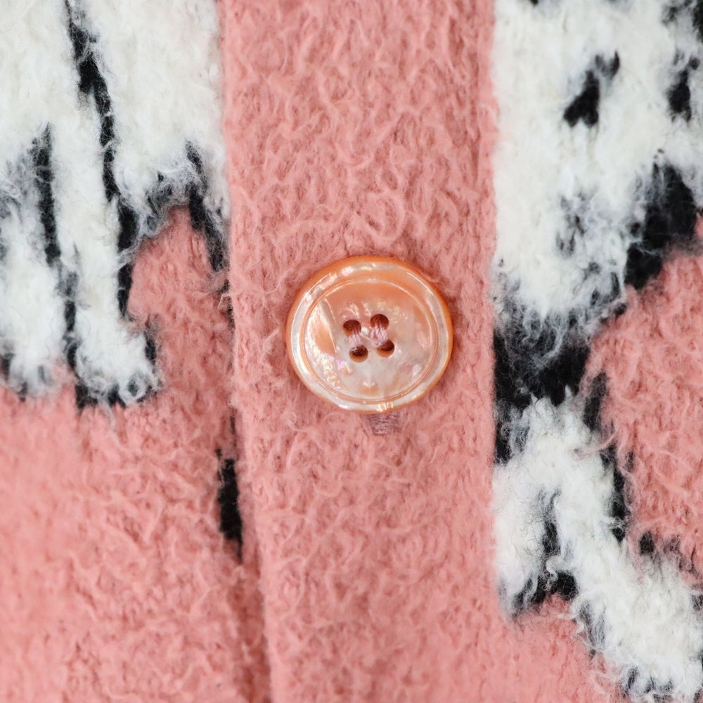 CELINE(セリーヌ) 22SS Amy Dorian Artist Jacquard Cardigan エイミー ドリアン アーティスト ジャガード コットン ウール ニット カーディガン ピンク 2A94W531Q