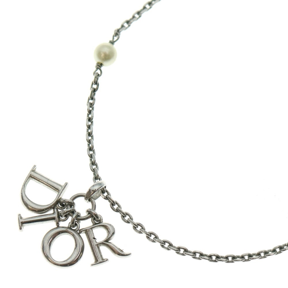 DIOR(ディオール) ロゴパール ネックレス ペンダント チェーン シルバー