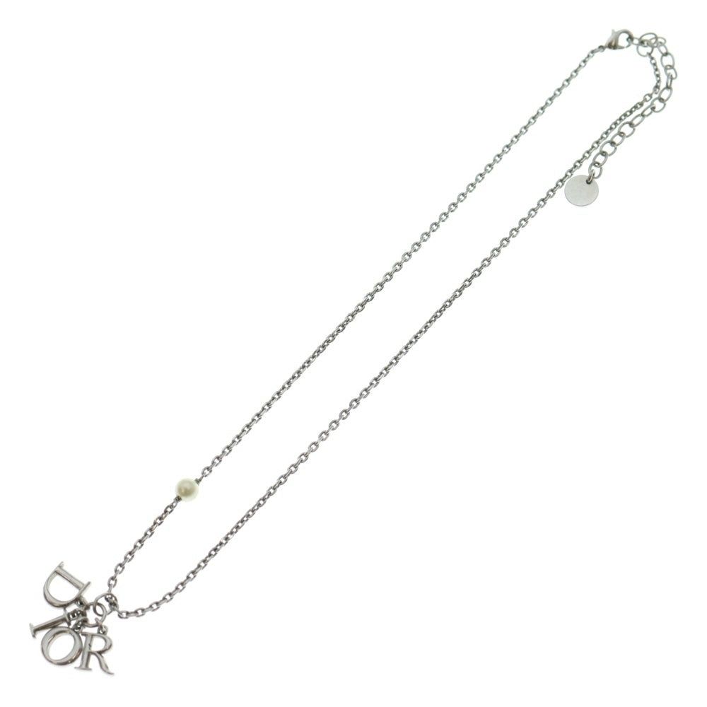 DIOR(ディオール) ロゴパール ネックレス ペンダント チェーン シルバー