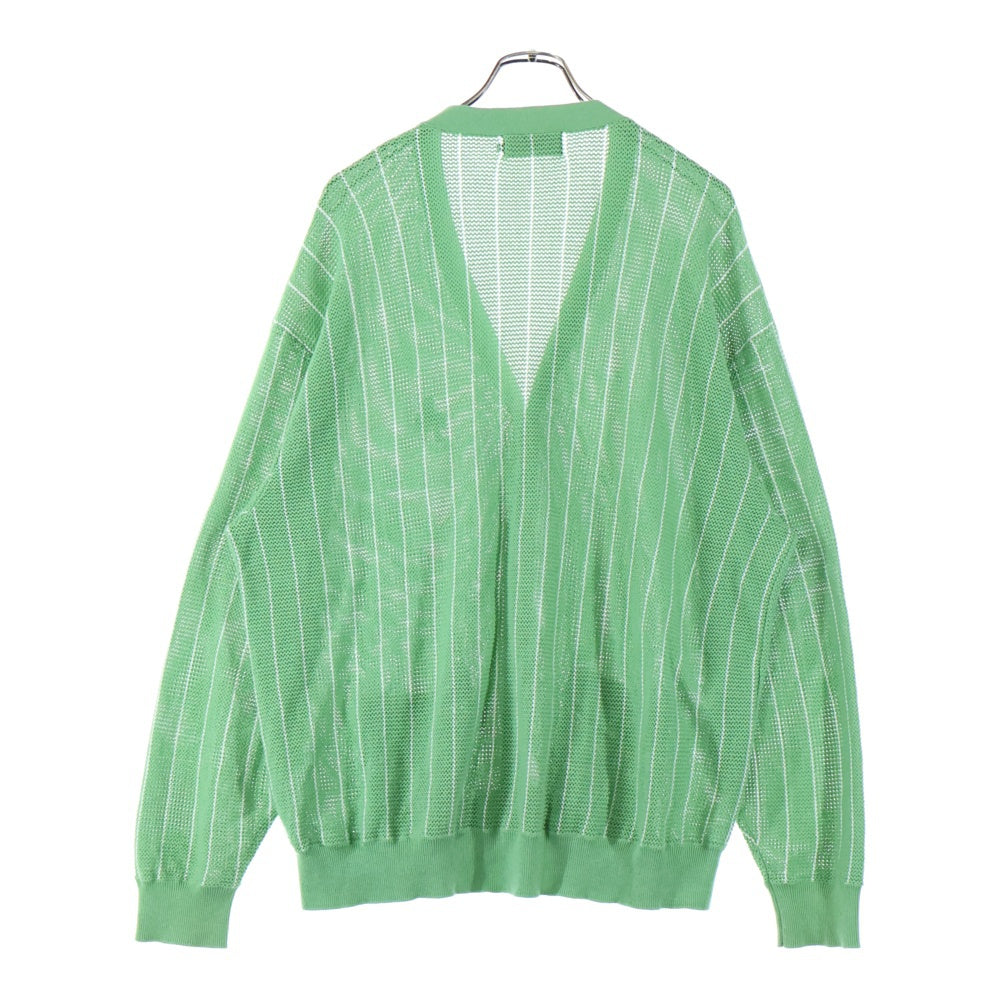 HYSTERIC GLAMOUR(ヒステリックグラマー) VIXEN GIRL ビクセンガール ワッペンロゴ ストライプ柄 コットンニット カーディガン ライトグリーン 02241ND02