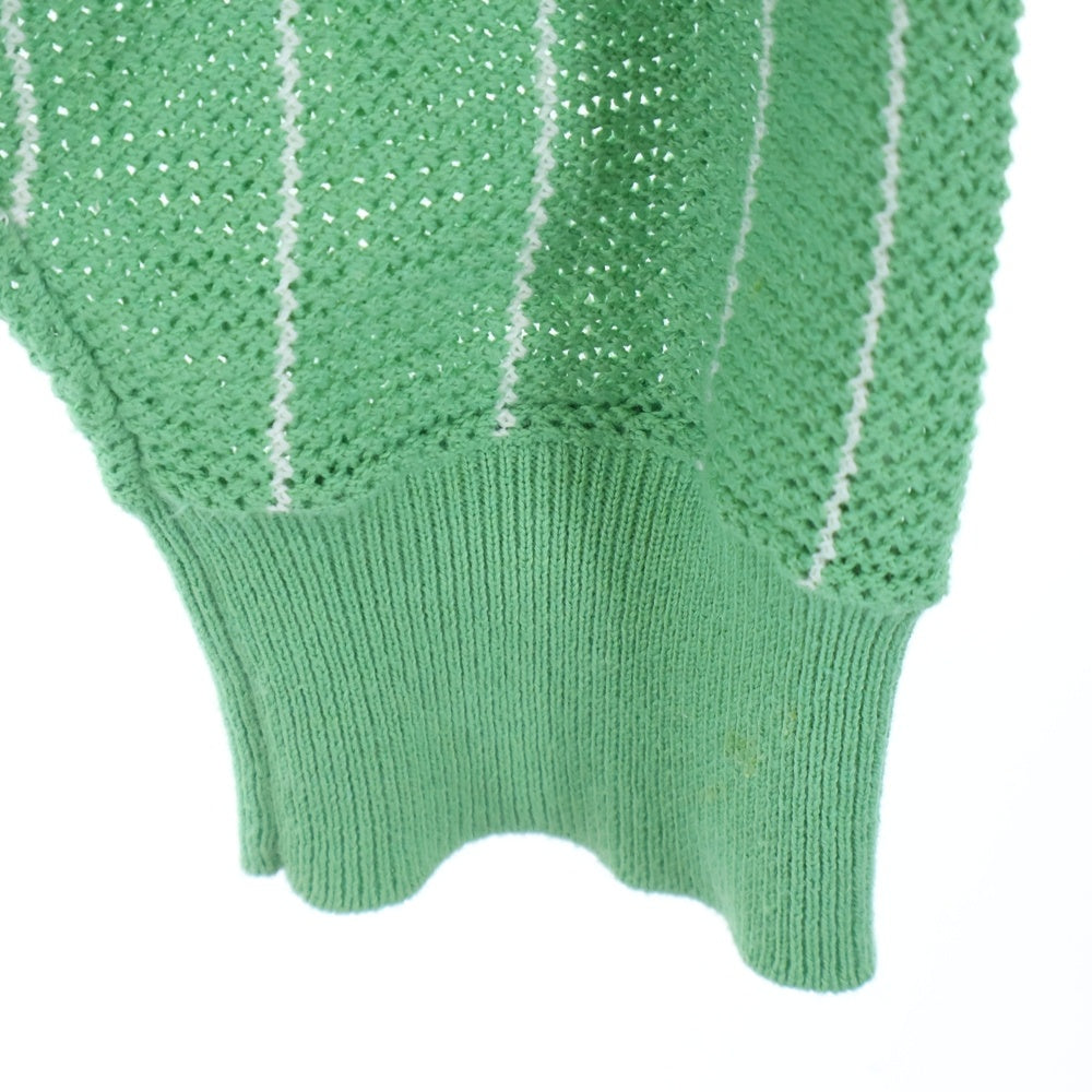 HYSTERIC GLAMOUR(ヒステリックグラマー) VIXEN GIRL ビクセンガール ワッペンロゴ ストライプ柄 コットンニット カーディガン ライトグリーン 02241ND02