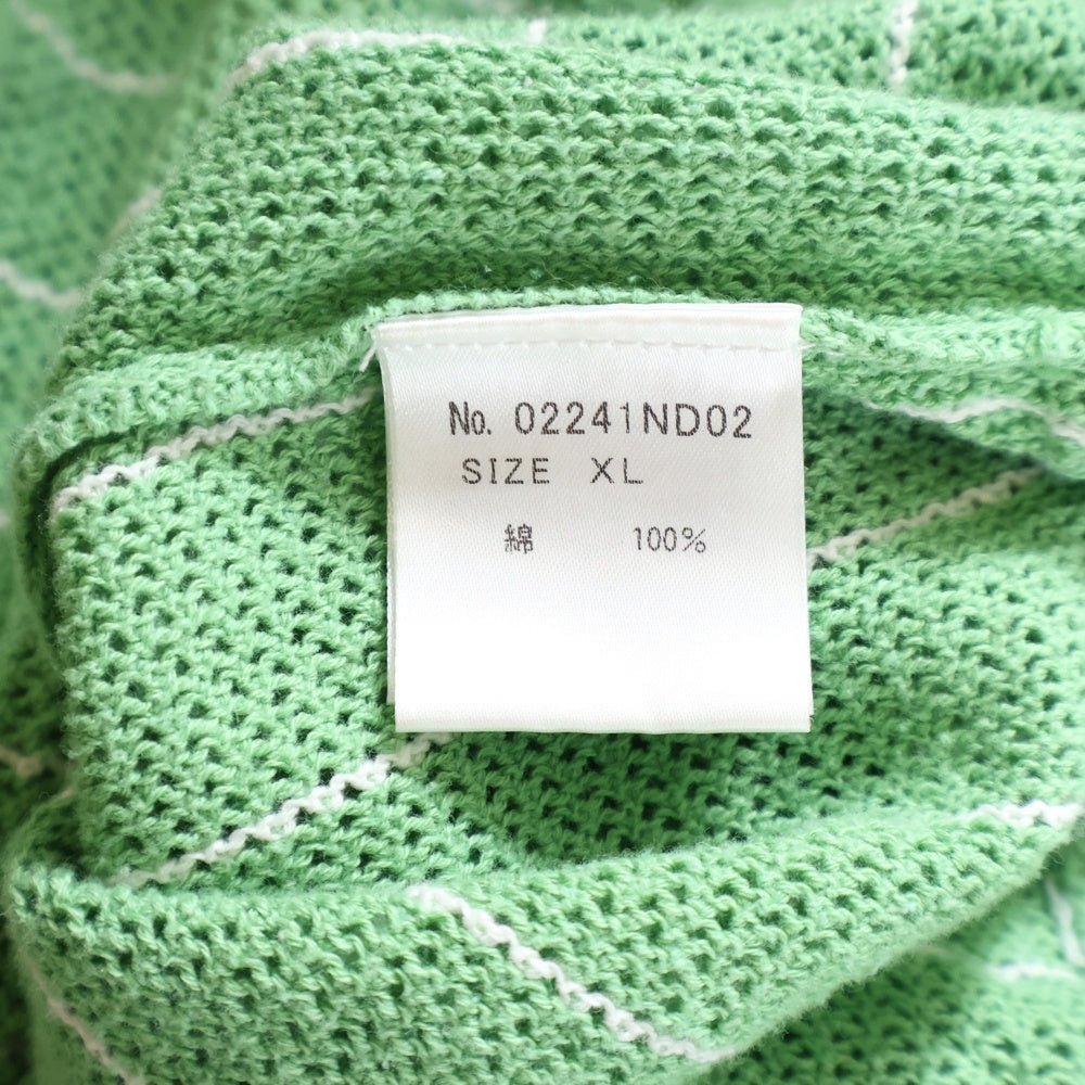 HYSTERIC GLAMOUR(ヒステリックグラマー) VIXEN GIRL ビクセンガール ワッペンロゴ ストライプ柄 コットンニット カーディガン ライトグリーン 02241ND02