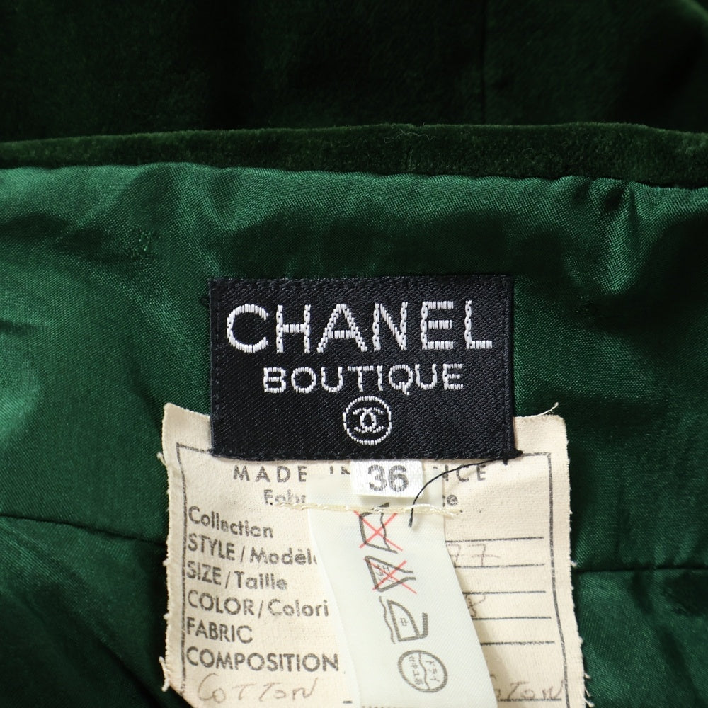 CHANEL(シャネル) ベロア ベルベット タイト ミディアムスカート グリーン レディース