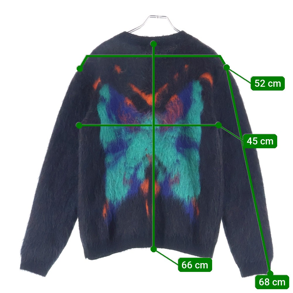 LOUIS VUITTON(ルイヴィトン) 23SS バタフライ ジャガード モヘア クルーネック プルオーバー 長袖ニット セーター ブラック/グリーン RM231M NE5 HON11W