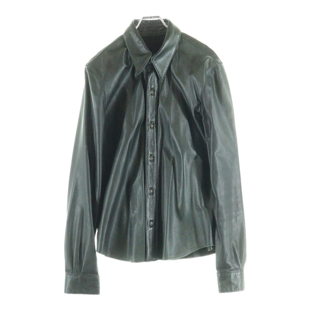 CHROME HEARTS(クロムハーツ) クロスボールボタン バックフレアニー レザー 長袖シャツ ブラック